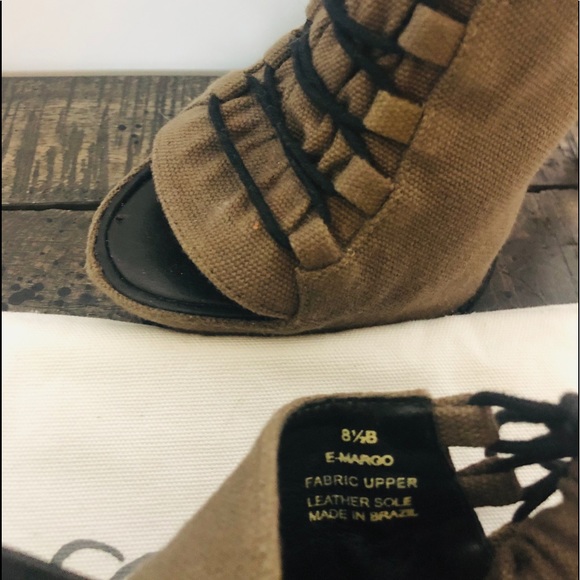 ELIZABETH & JAMES E Margo Khaki Tie Peep Toe 8.5 - Picture 6 of 8